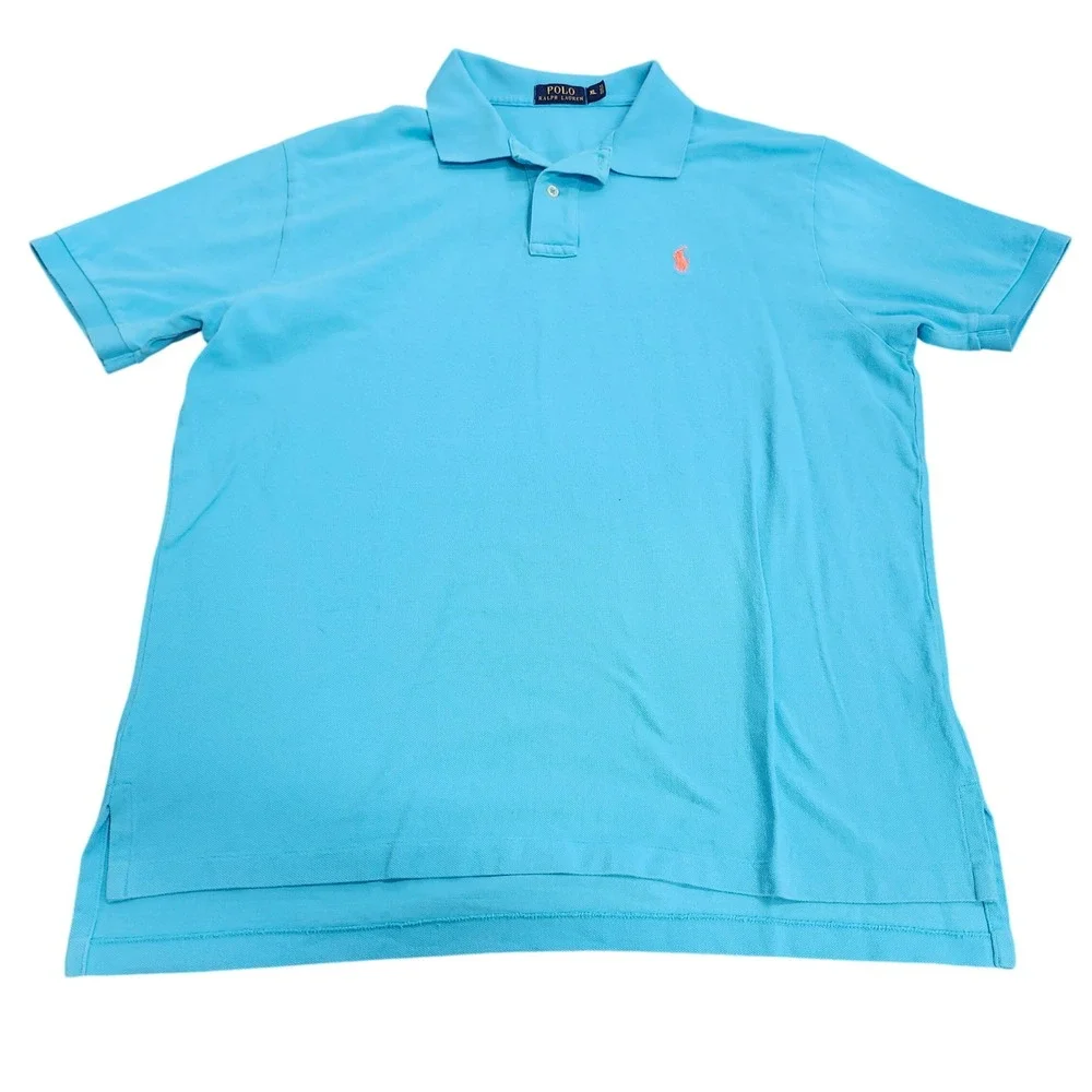 Polo Ralph Lauren Classic Fit Polo Shirt Mens XL Blue Pink Pony Cotton